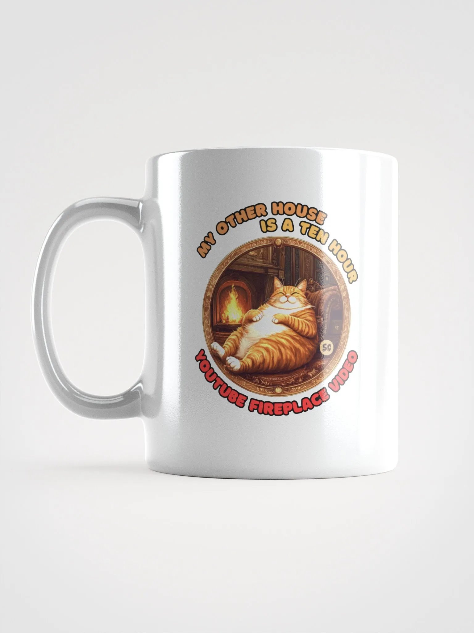 Cozy Cat - My Other House is a Ten Hour YouTube Fireplace Video | White Glossy Mug product image (16)