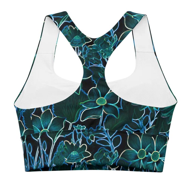 Trippy Floral Teal/All-Over Print Longline Sports Bra by Sublicolor product image (2)