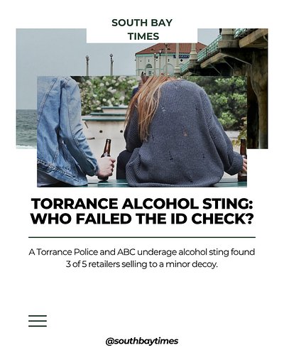 Three clerks were cited after selling alcohol to an under-21 decoy during an Aug. 20 compliance operation at five Torrance re...