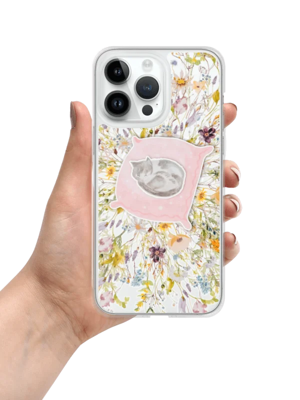 Sleeping Cat Floral iPhone Clear Case product image (285)