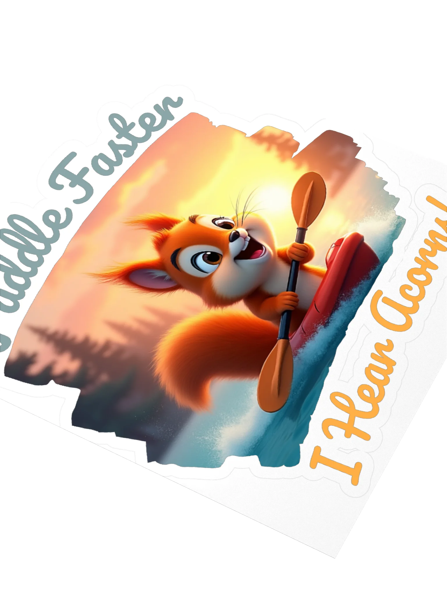 Paddle Faster, I Hear Acorns – Funny Kayaking Red Squirrel Kiss Cut Sticker product image (3)