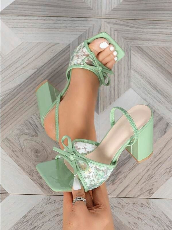 Pink Lace Bow Stiletto Slingback Heels | Women's Open Toe High Heel Sandals for Party, Wedding & Special Occasions | ADLEST product image (3)