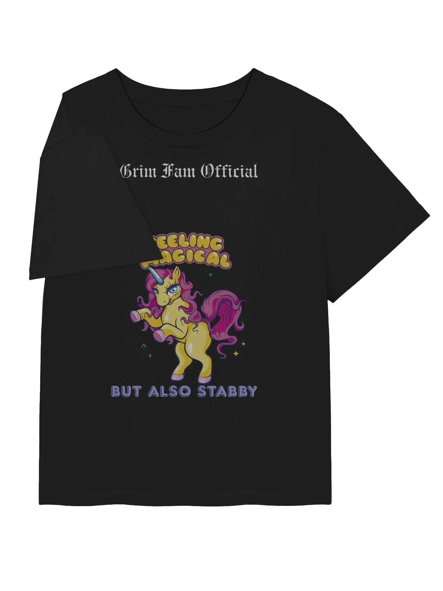 FEELING MAGICAL (BUT ALSO STABBY) – UNICORN CHAOS -Women's Organic Ribbed Neck T-Shirt #2 White text product image (3)