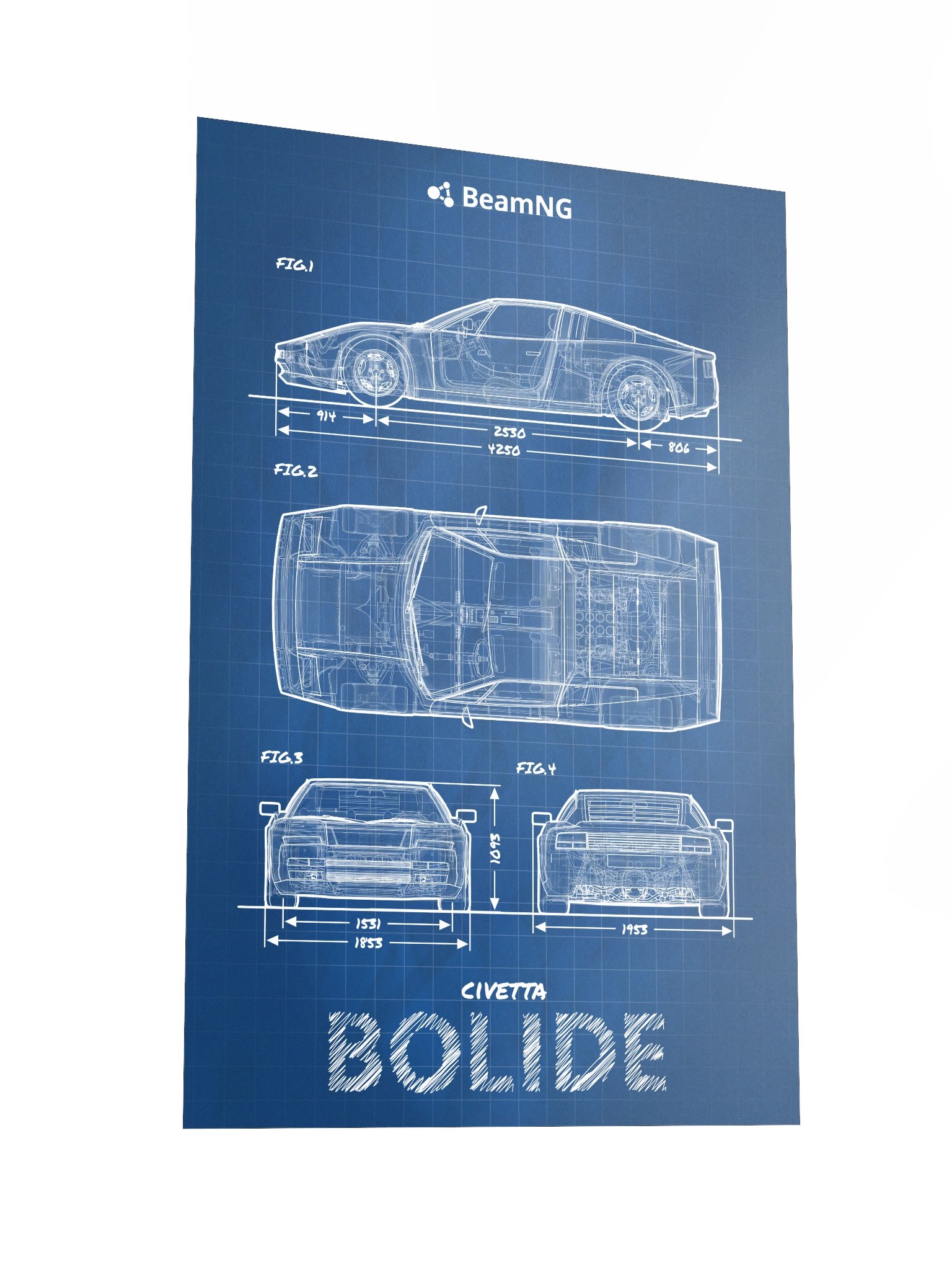 Civetta Bolide Blueprint Poster product image (2)