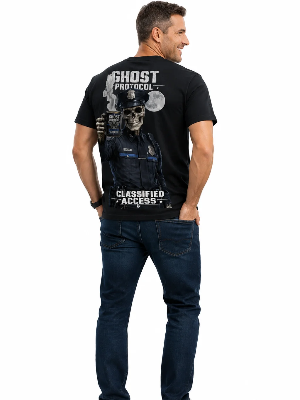 Funny Police Officer T-Shirt | Thin Blue Line Night Shift Gift product image (1)