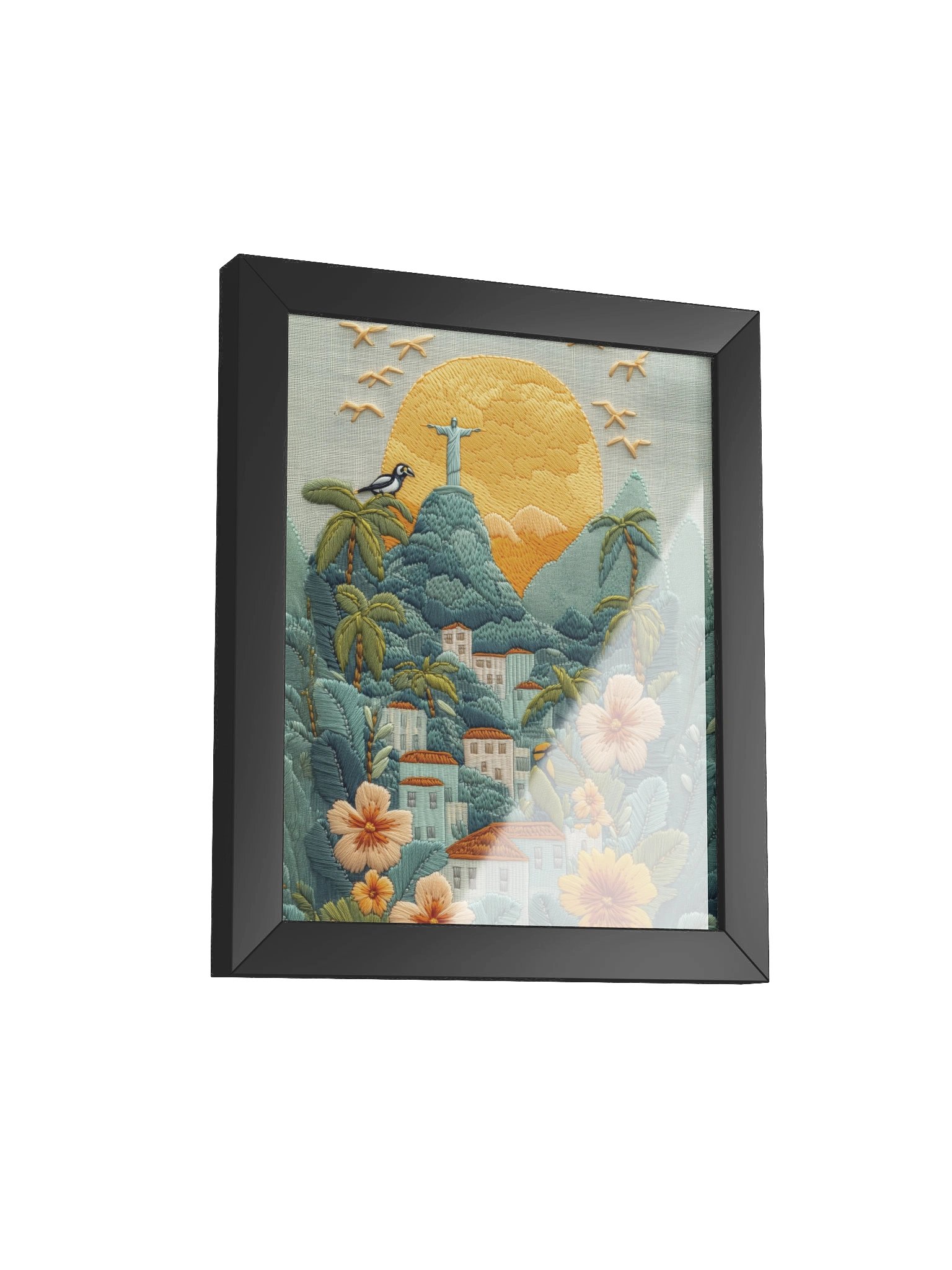 Under the Rio Sun | Embroidery-Style Wall Art — Framed Print product image (10)