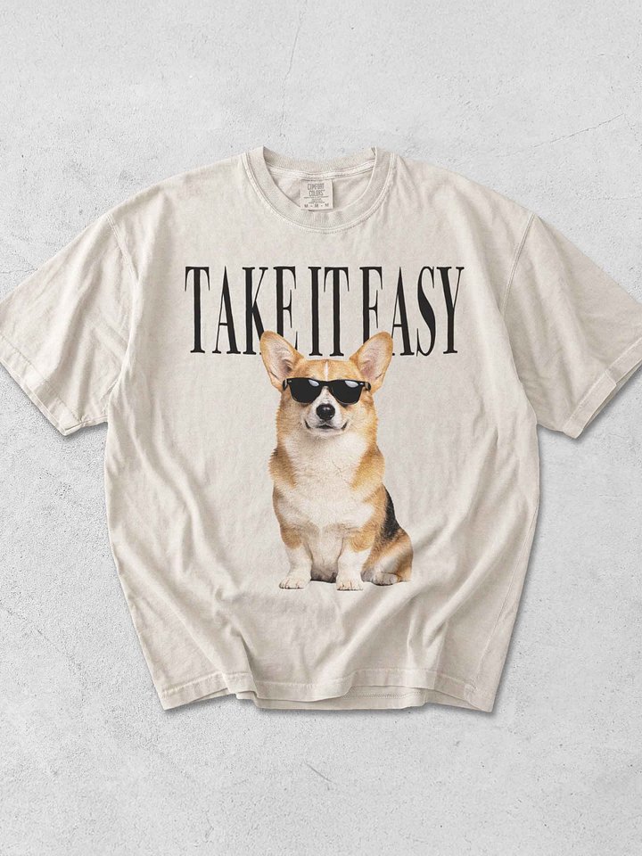 Take It Easy '90s Pop Vintage-Style T-Shirt for Pembroke Welsh Corgi(Sable) Owners product image (1)