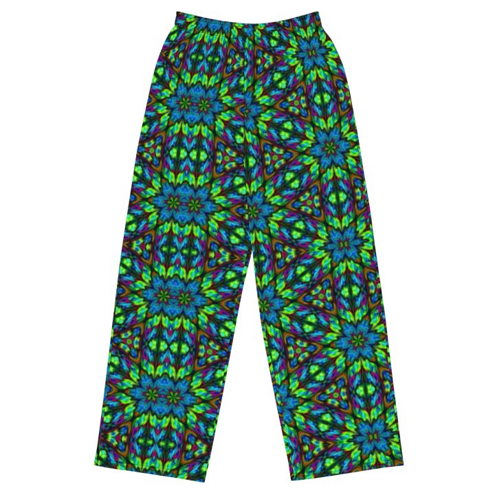 Green Blue Triangle Kaleidoscope Wideleg Pants product image (2)