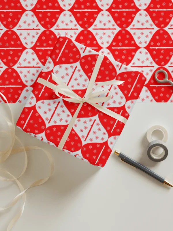 Flutes and Snowflakes - Piccolo - Red Gift Wrap Paper Sheets product image (5)