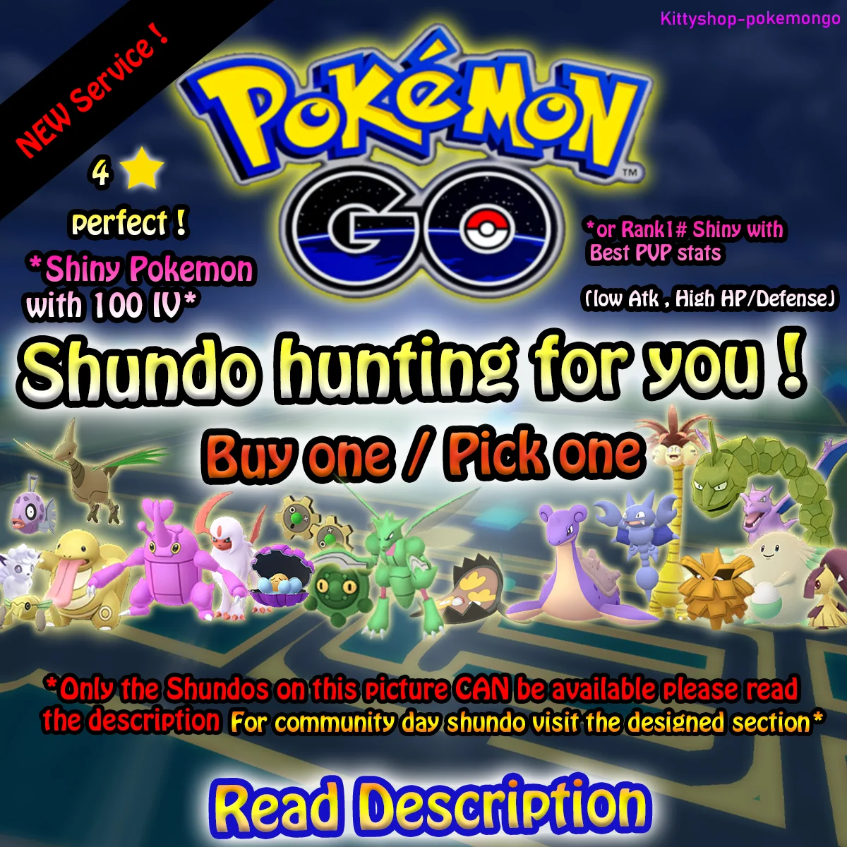 🟢Pokémon Go! - Shundo Hunting for you (safest)! (Shiny Pokemon with 100 IV/or rank #1 PVP )✅ product image (1)