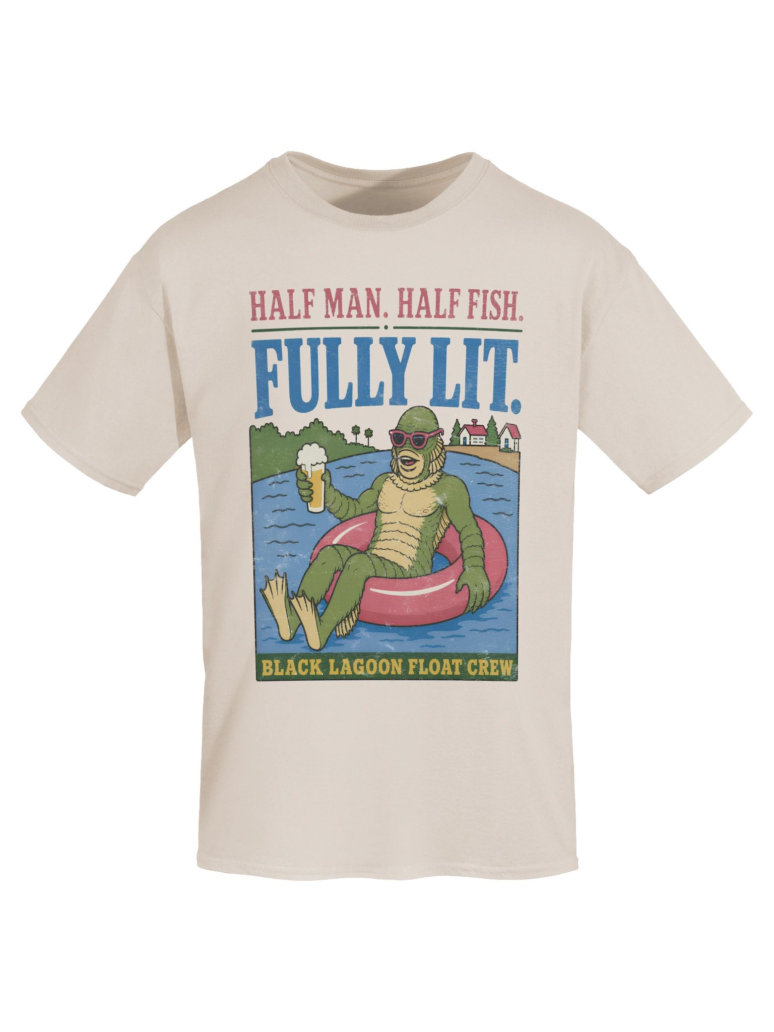 Funny Lake Drinking Shirt – Half Man Half Fish Fully Lit Tee product image (25)