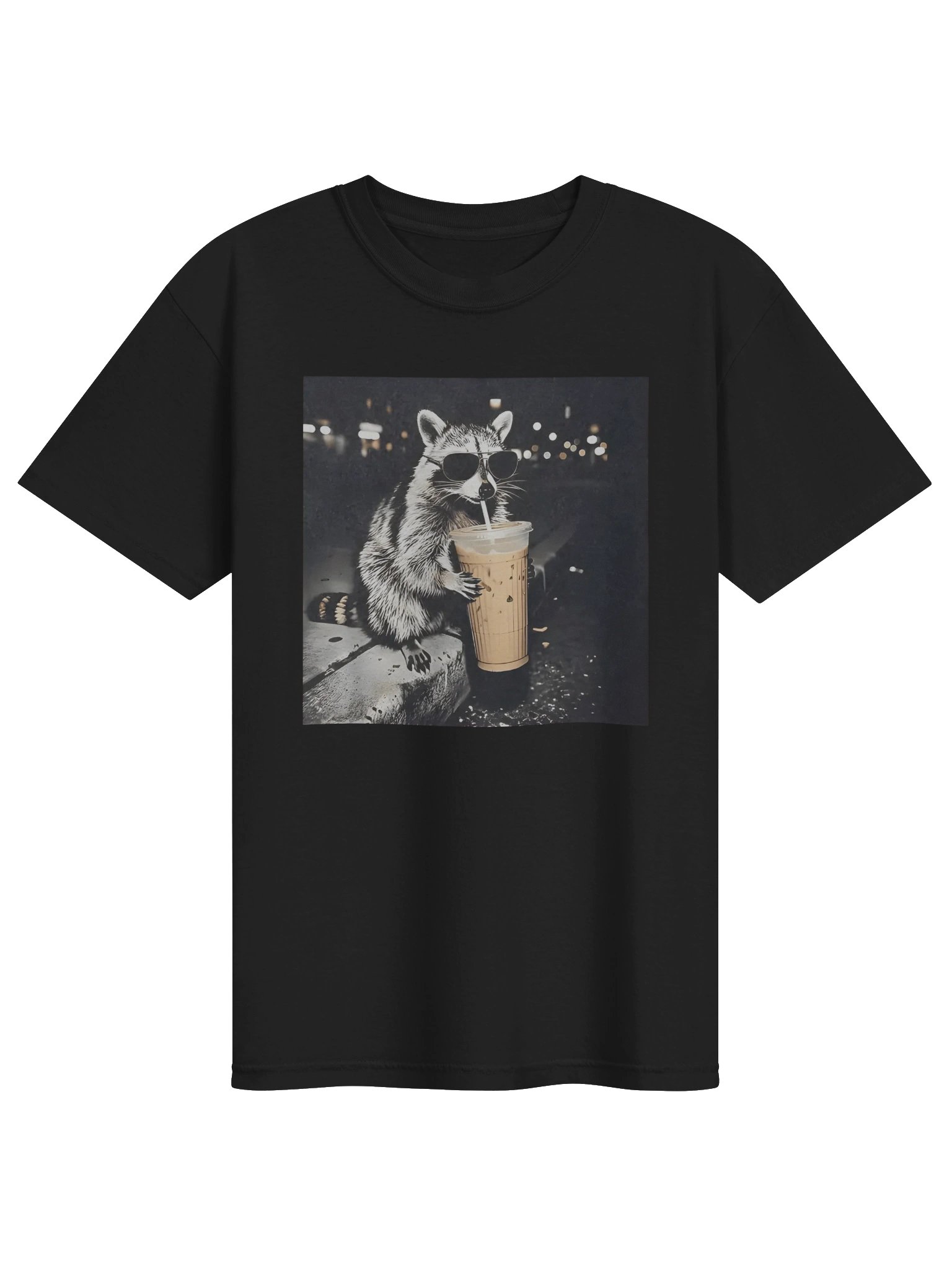 Funny Raccoon Drinking Iced Coffee T-shirt product image (1)