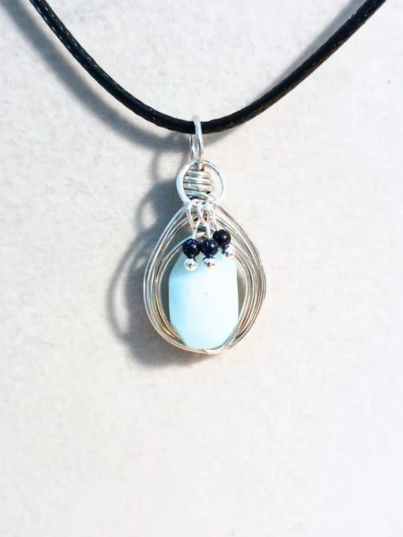 Handmade Aquamarine Pendant | Sparkly Dangly Bits! Silver-Tone | "Ethereal Sky" product image (1)