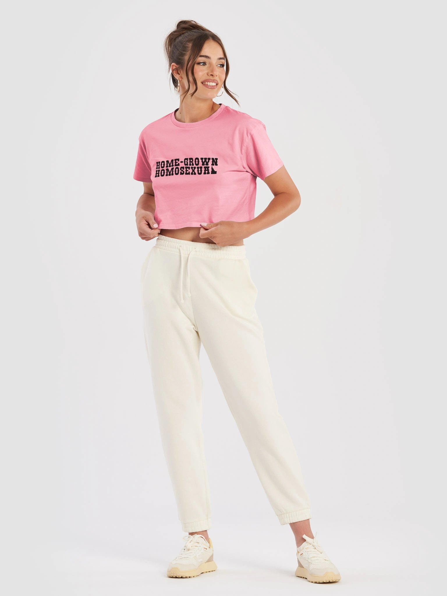 "HOME-GROWN HOMOSEXUAL" light crop top product image (4)