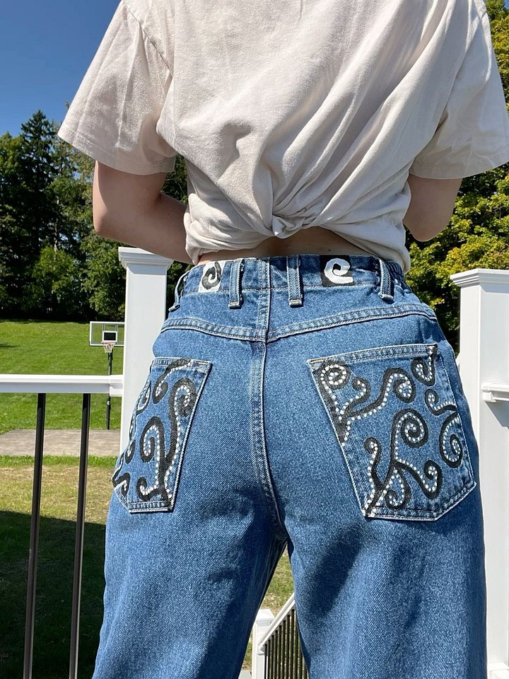 Asymmetrical Swirls Jeans / Size 10 product image (1)
