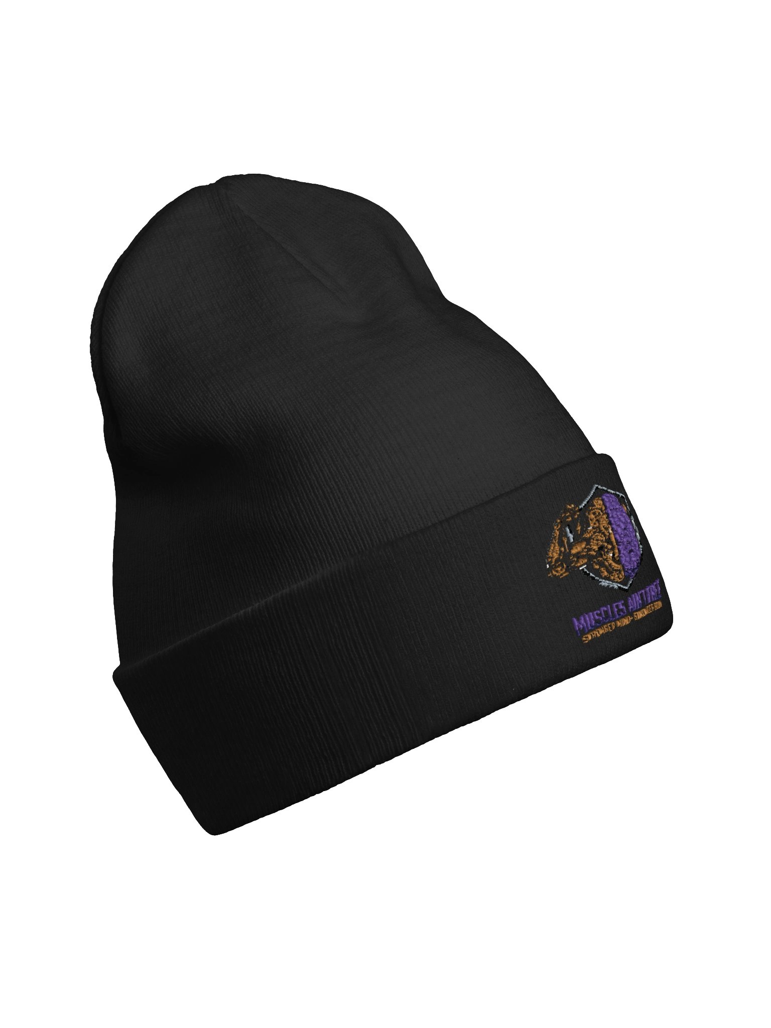The "Muscles Ain't Free" Cyber-Brain & Bicep Shield Knit Beanie product image (22)