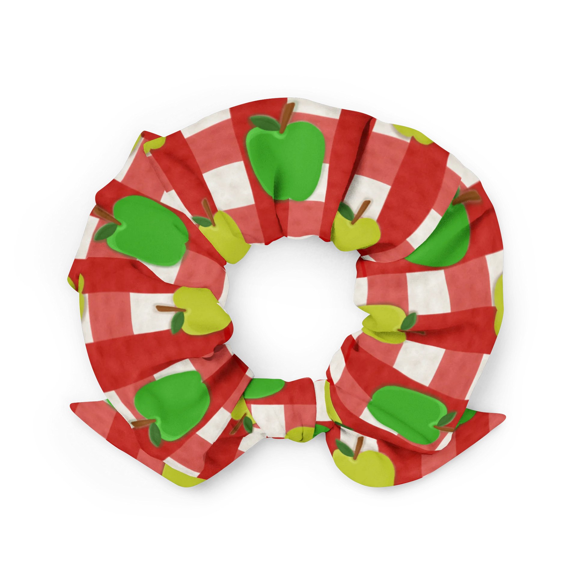 Apple Gingham Pattern-Red Background Scrunchie product image (2)