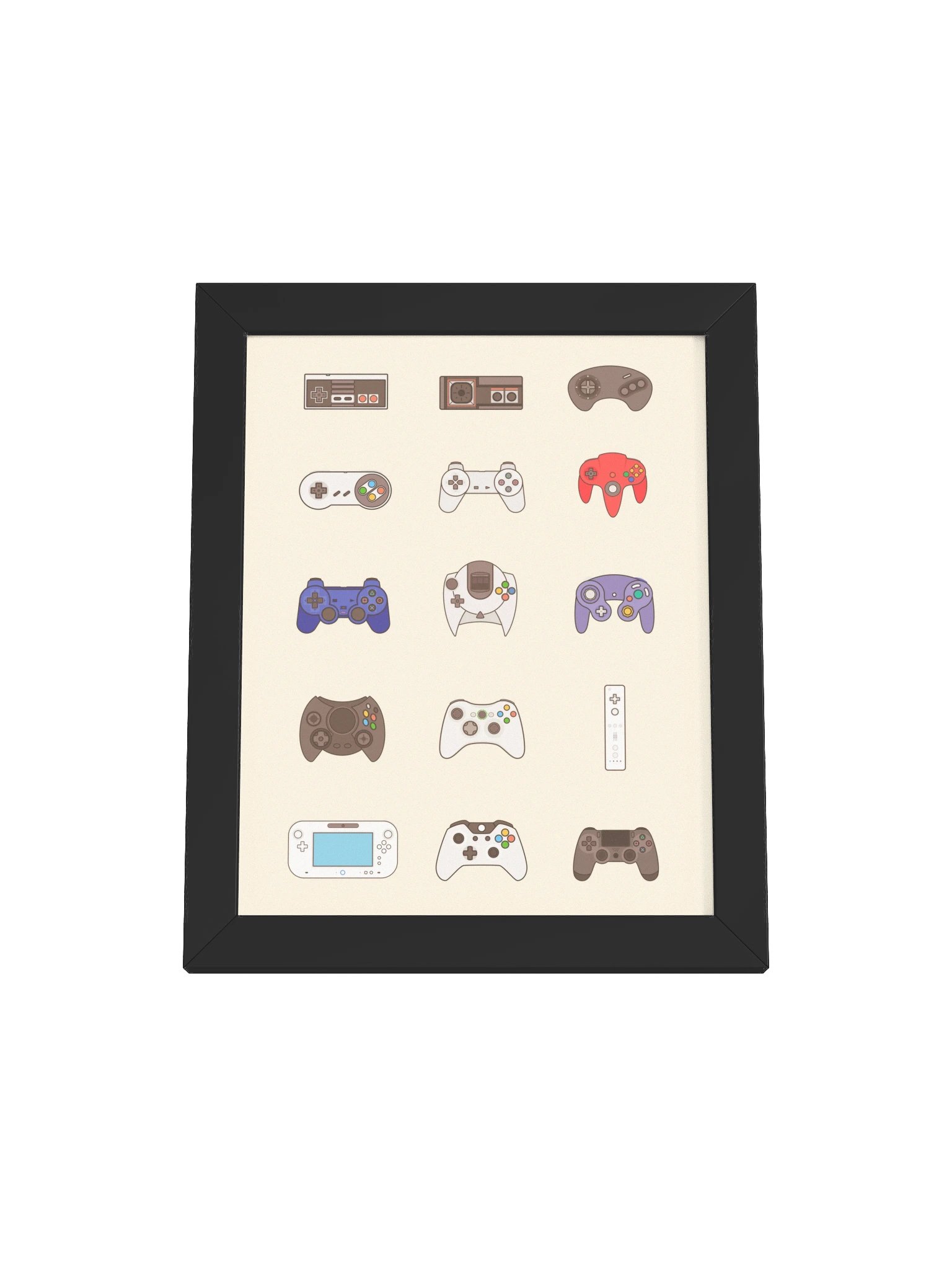 Retro Controllers (Beige) | Framed product image (1)