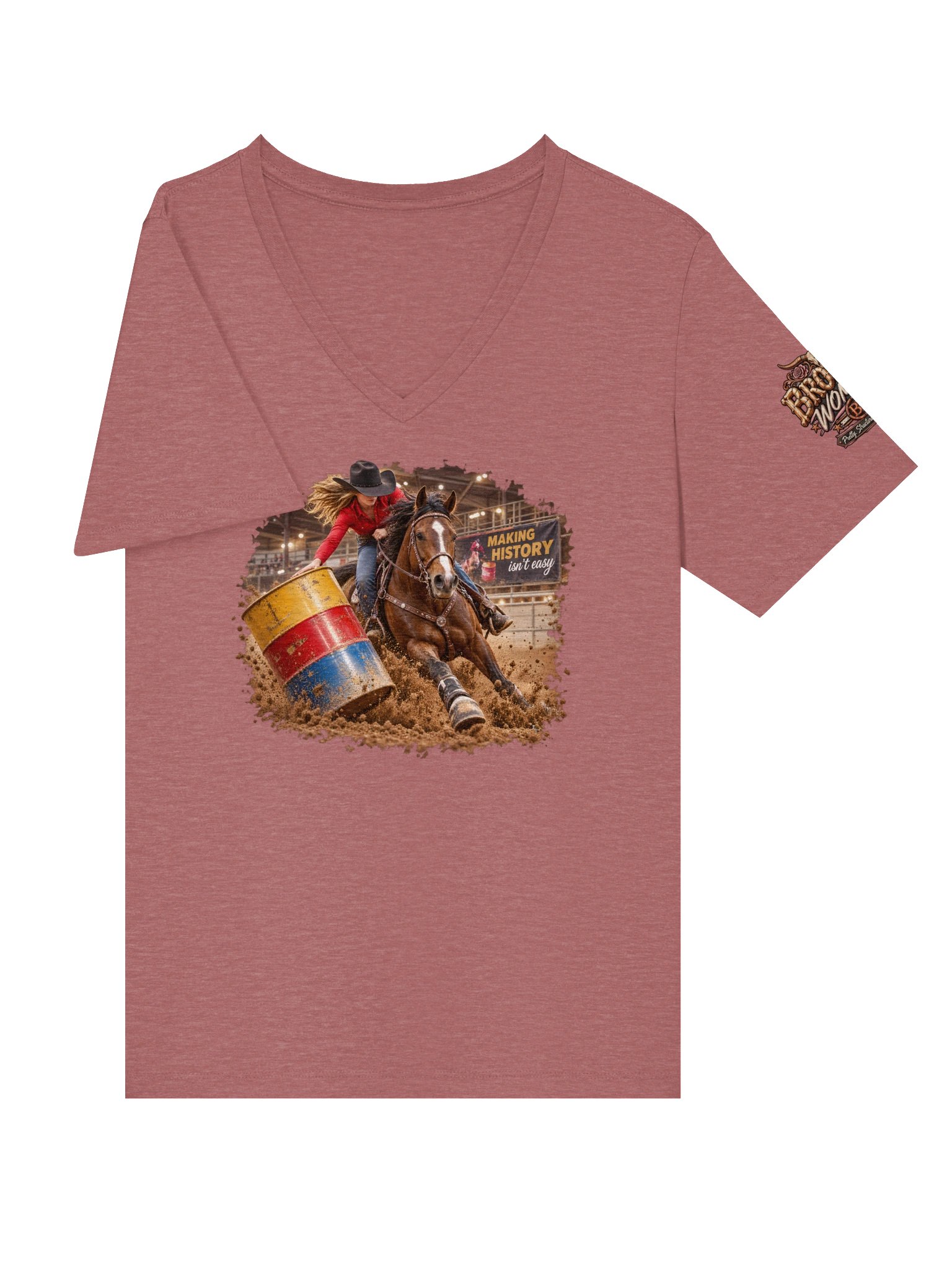 Barrel Racing Shirt — Making History Isn't Easy V-Neck | Broken Cowgirl™ product image (5)