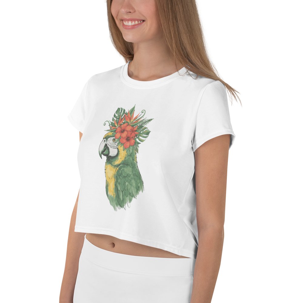 Tropical Macaw All-Over Print Crop Tee product image (3)