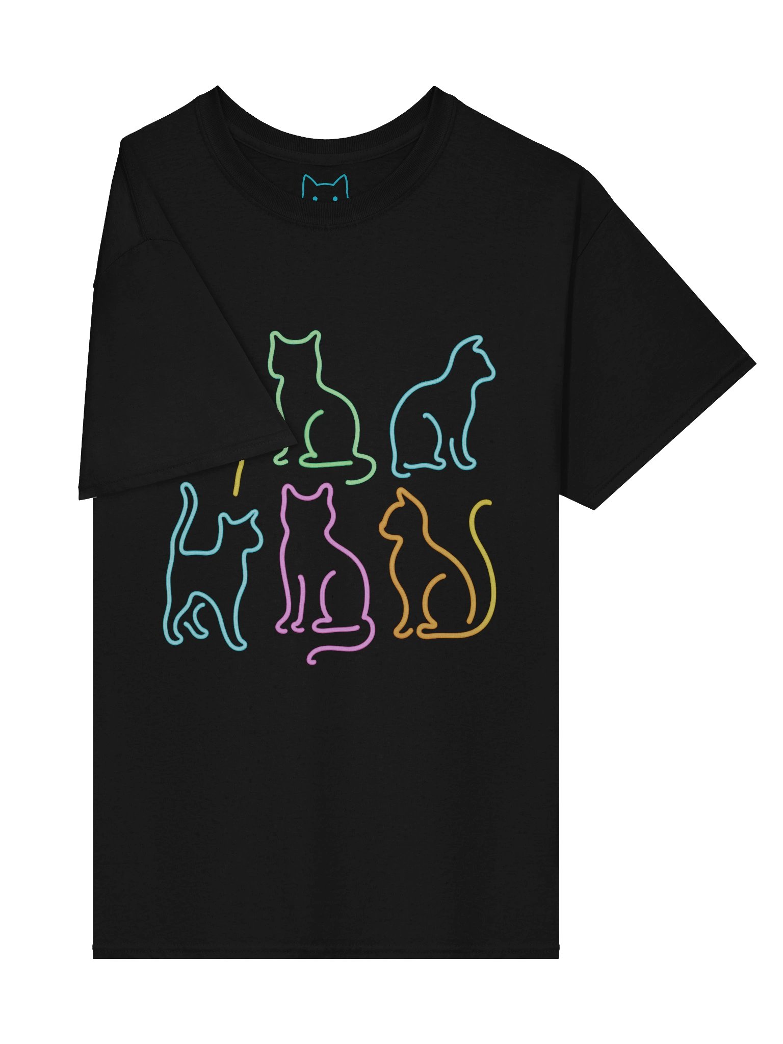 Neon Lights Cat Outlines Boxy Fit Unisex T-Shirt product image (30)