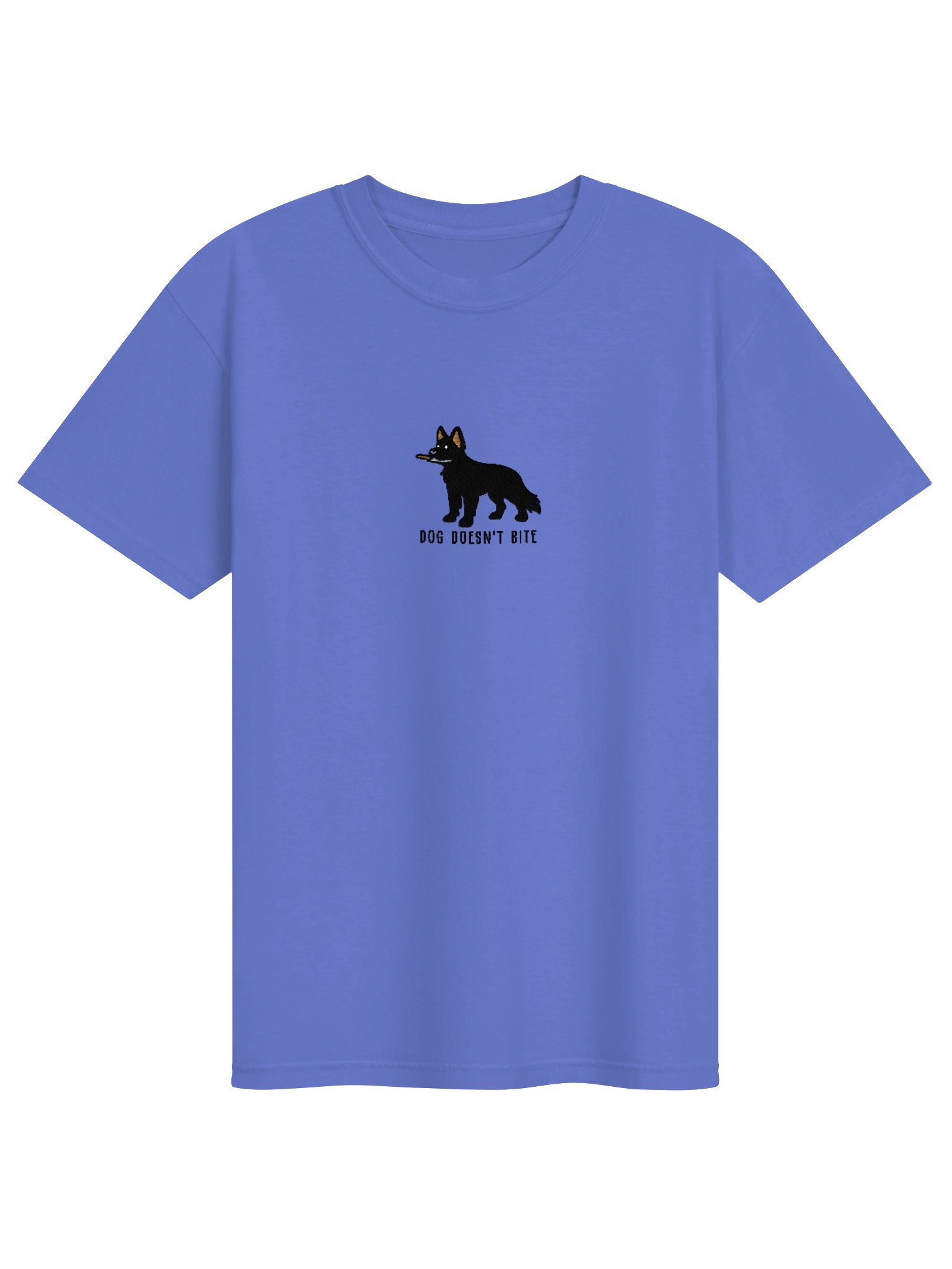 Dog Doesn't Bite Funny Chibi-Style Embroidered T-Shirt for German Shepherd(Black) Owners product image (37)