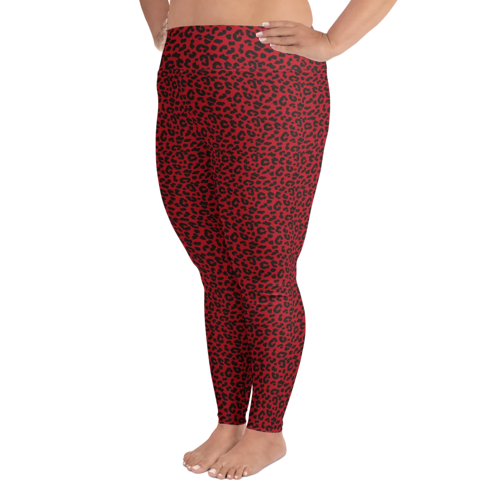 Bold Red Leopard Print Plus Size Leggings product image (3)