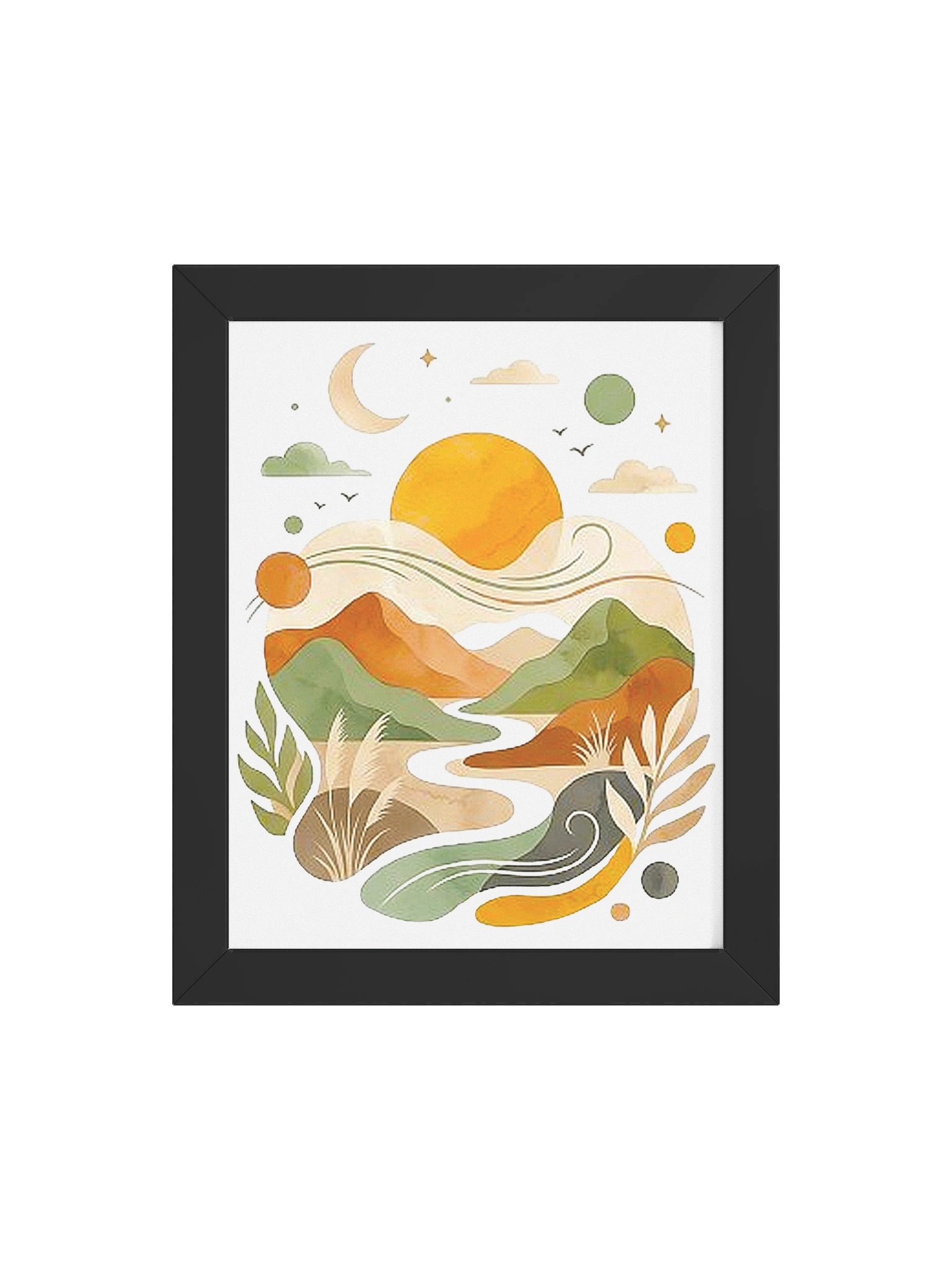 Boho Sun and Moon Landscape Framed Art Print product image (70)