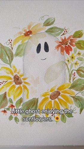 Fun watercolor painting, getting ready for spooky season! Little ghost enjoying the sunflowers. 🌻😊
#watercolorpainting #spook...