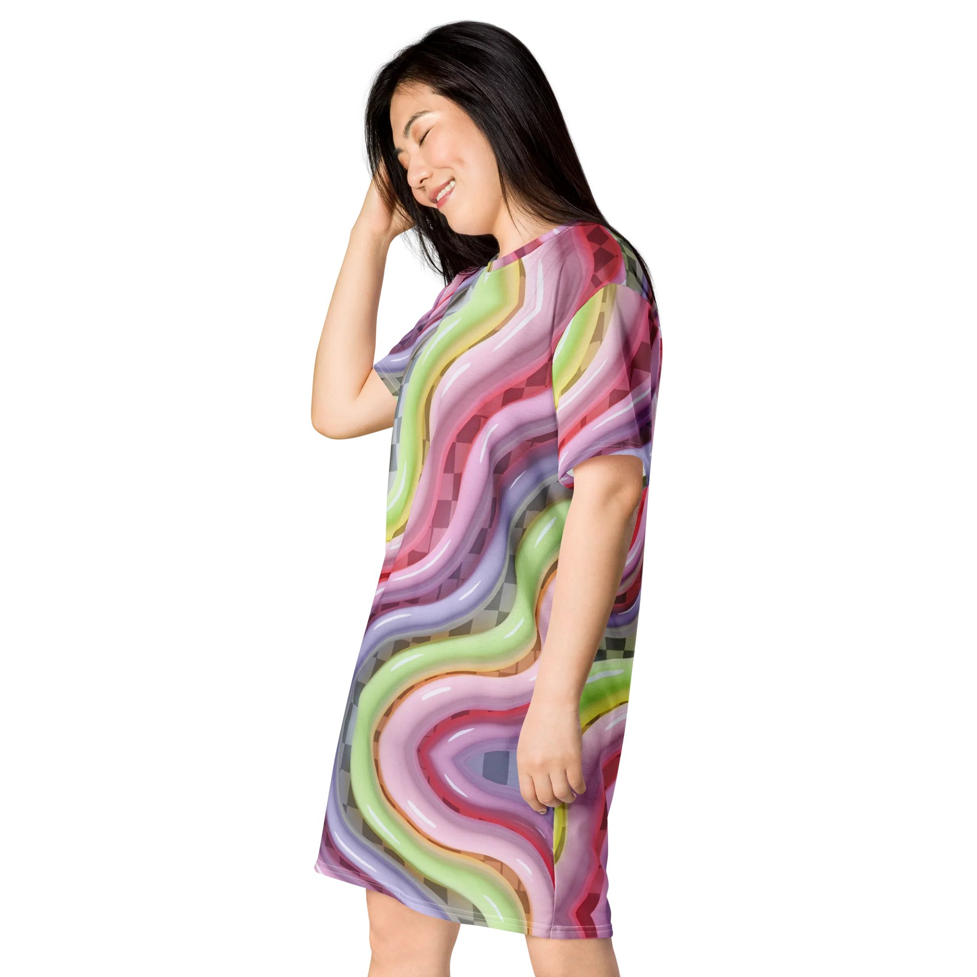 Glossy Ripples Pastel T-Shirt Dress product image (3)