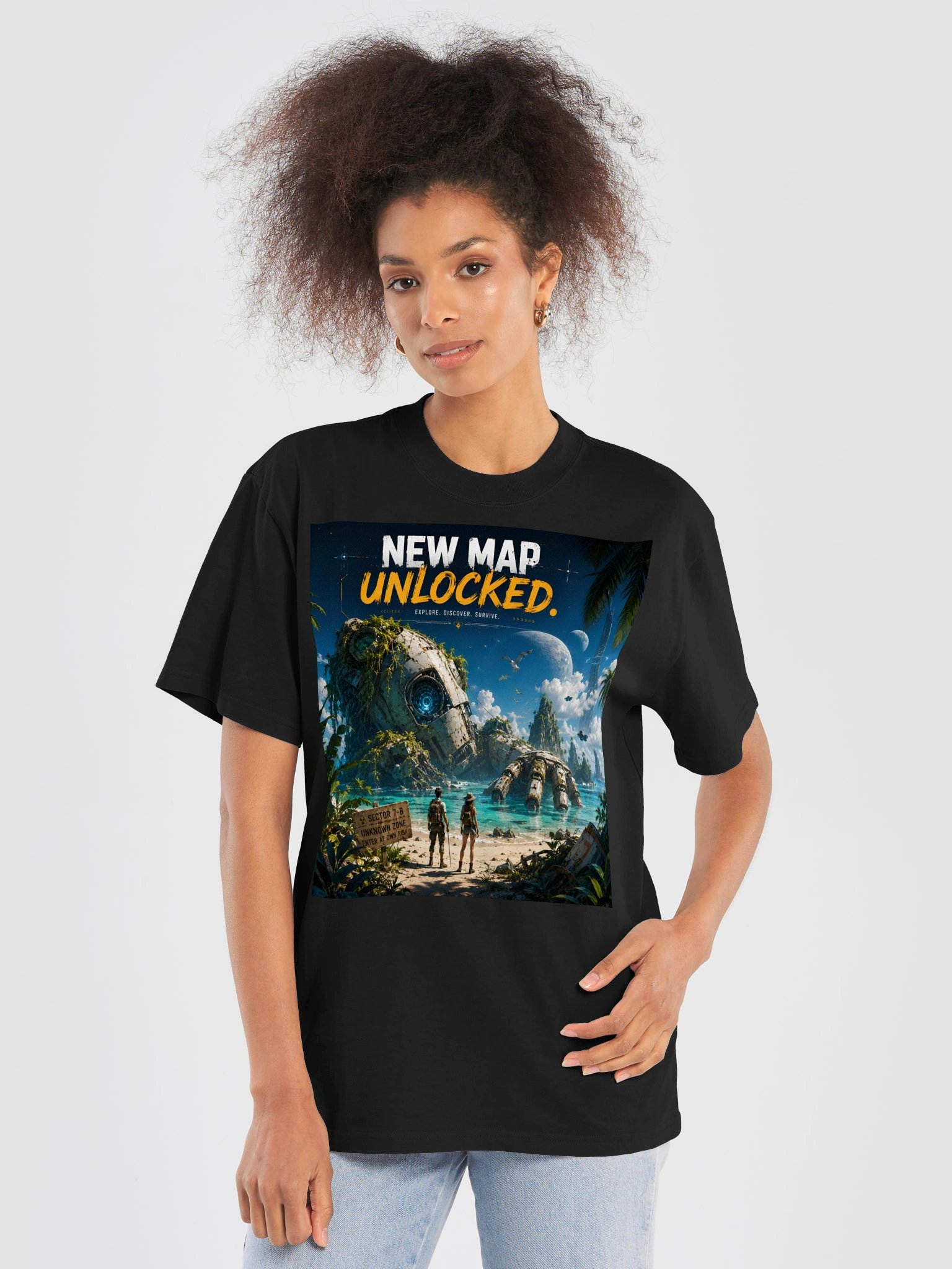 New Map Unlocked Sci-Fi Gamer T-Shirt | Cyberpunk Mech Adventure Tech Gift product image (7)