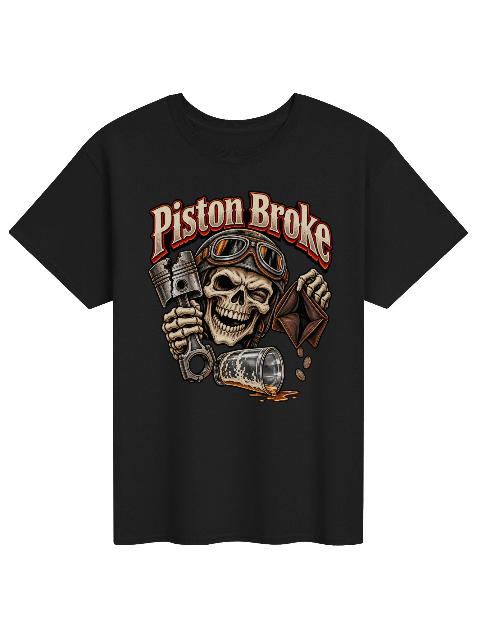 Piston Broke Skeleton Biker Mechanic T-Shirt product image (1)