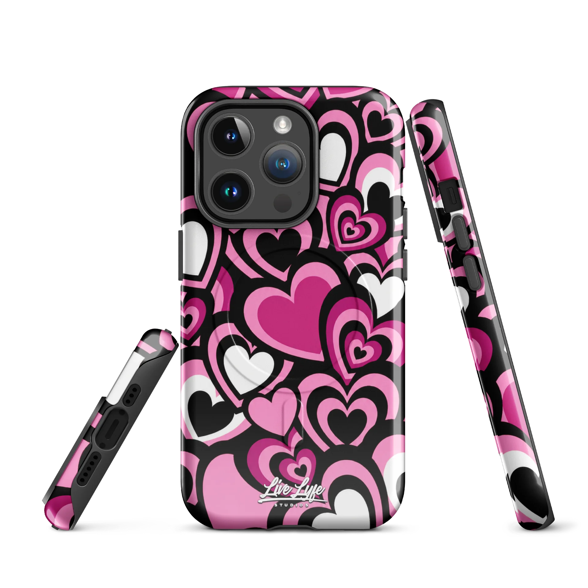 Pink Hearts MagSafe tough case for iPhone product image (1)