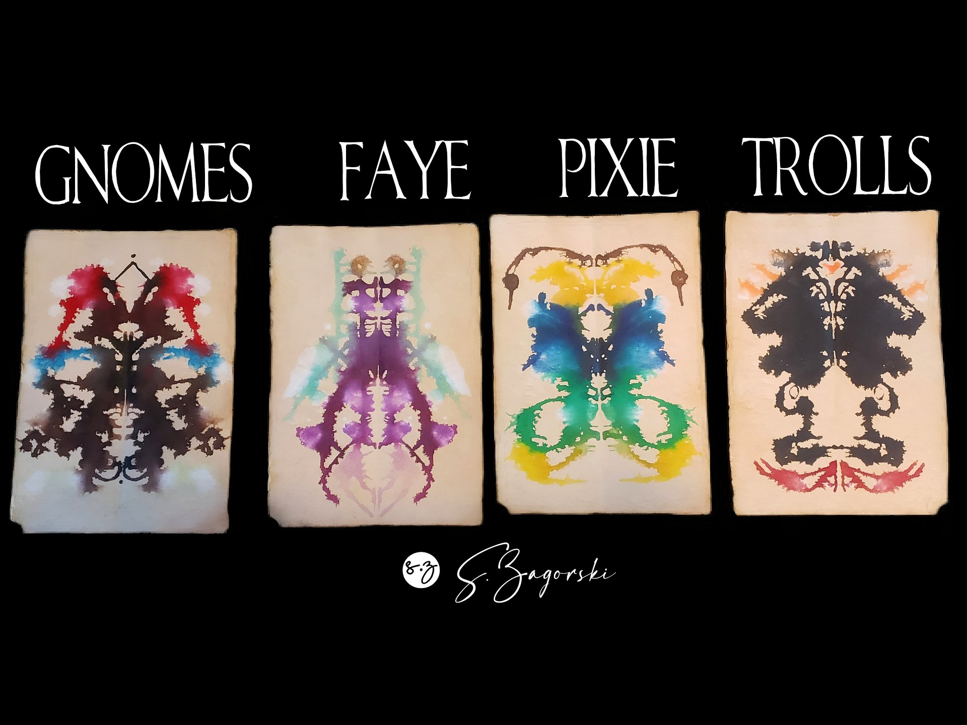 4 Ancient Elementals | Gnomes, Faye, Pixie, Trolls | Inkblot Paper Scrolls product image (1)