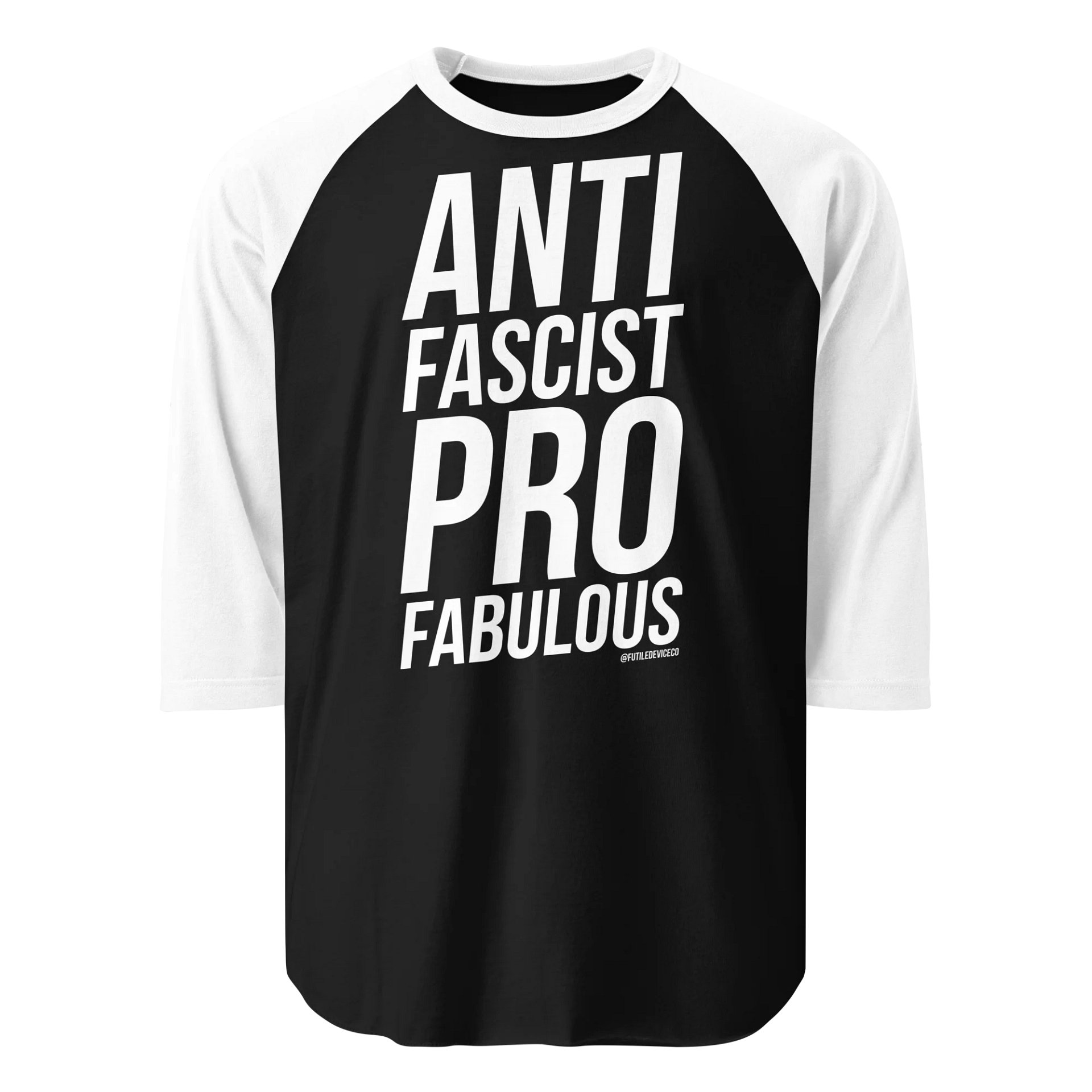 FUTILE DEVICE: ANTI FASCIST PRO FABULOUS (BASEBALL TEE) product image (1)
