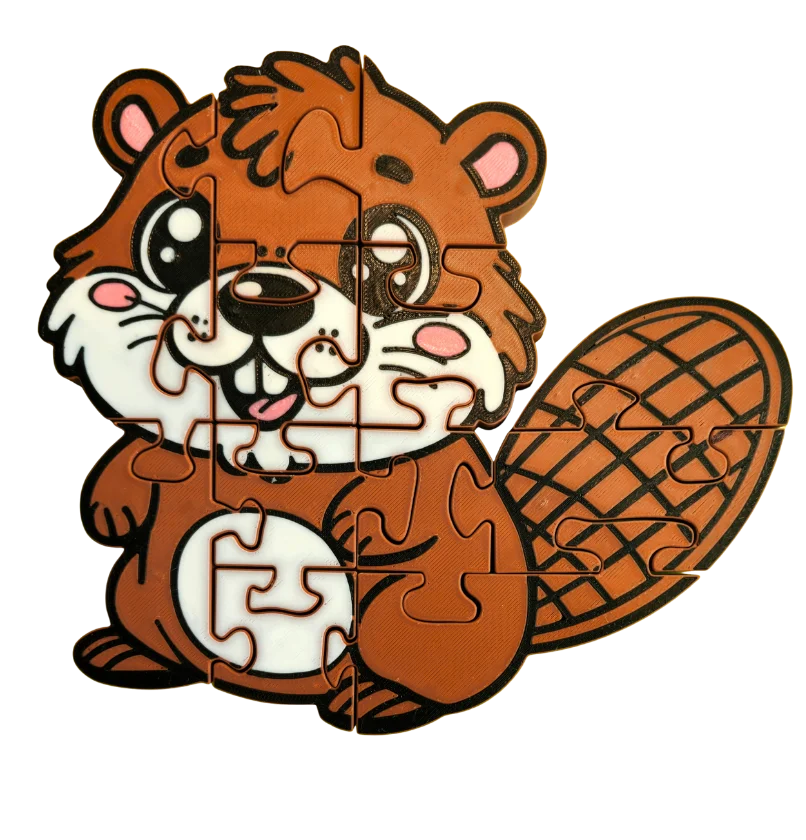 Beaver Jigsaw Puzzle, 3D-Printed Educational Toy for Kids, Preschool Learning, Toddler Floor Play product image (1)