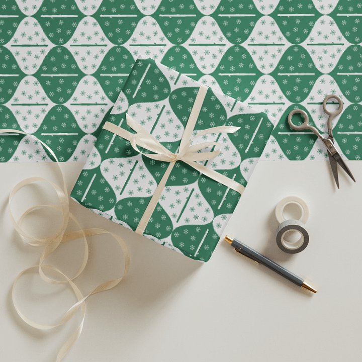 Flutes and Snowflakes - Piccolo - Green Gift Wrap Paper Sheets product image (2)