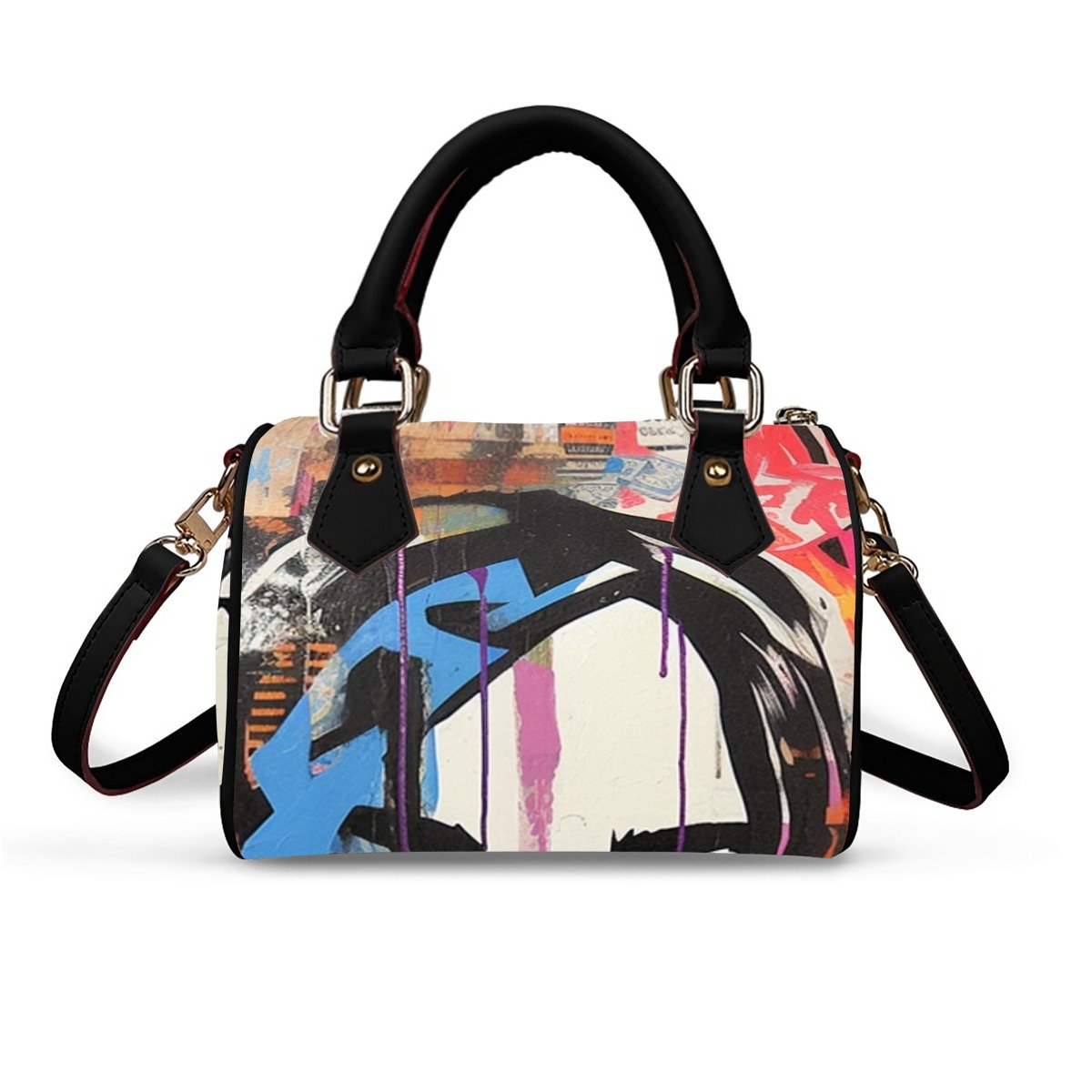 Urban Graffiti Print Satchel leather Handbag product image (1)