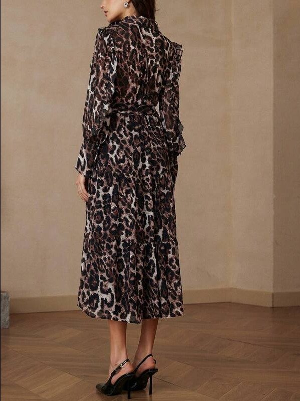 Aveloria Rosie Vintage Leopard Print Belted Long Sleeve Dress product image (5)