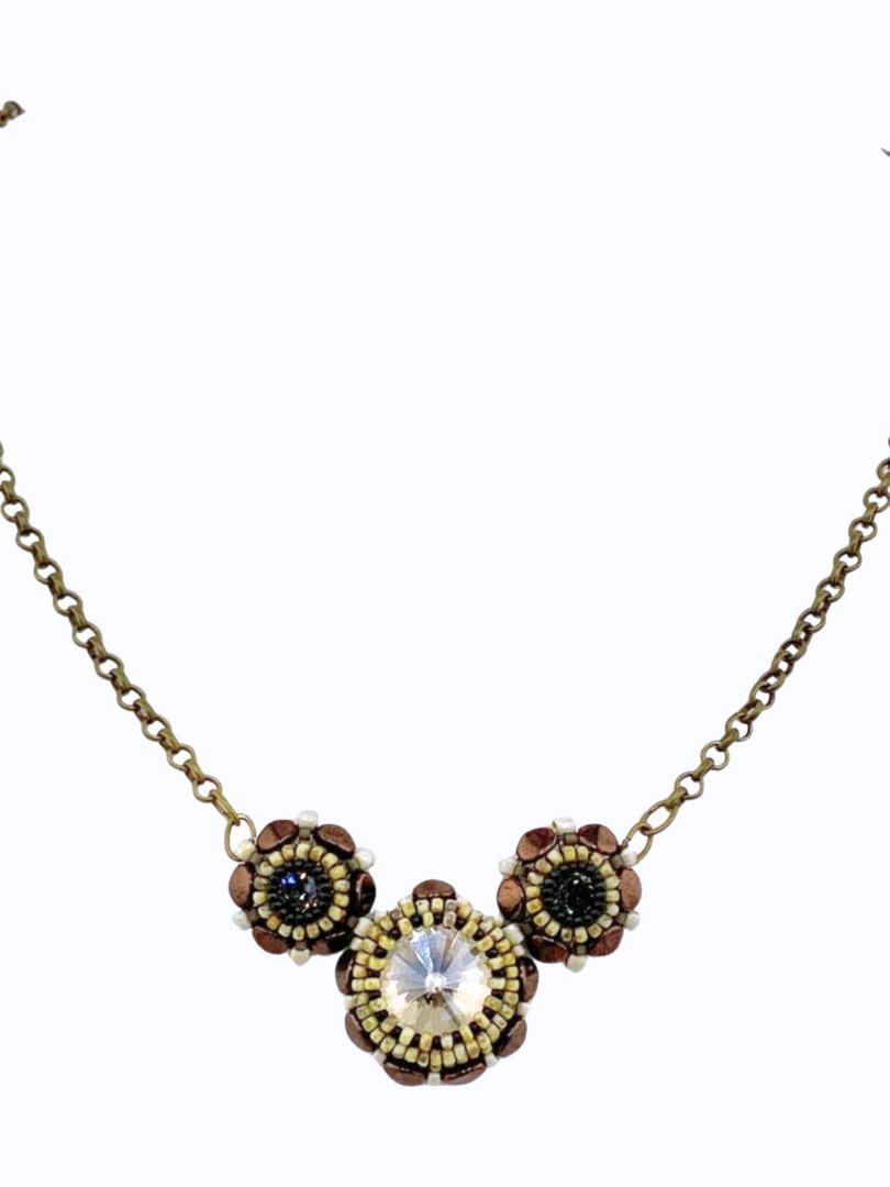 Spellbound Beaded Crystal Pendant Necklace - Bronze product image (2)