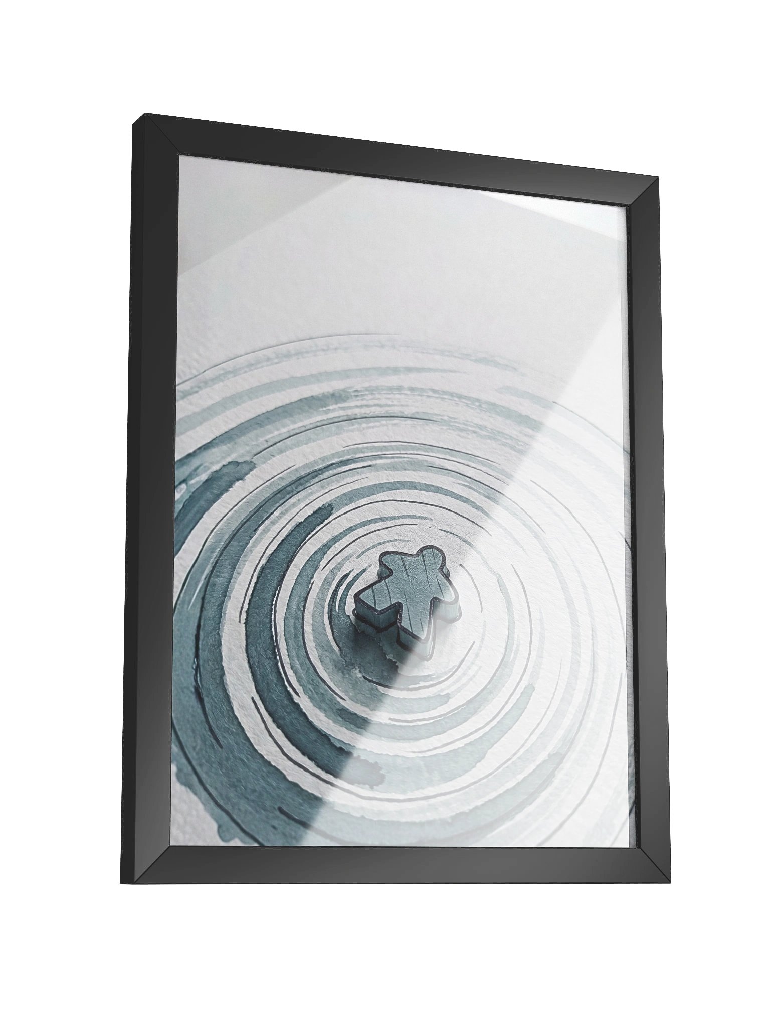 Minimalist Watercolor Meeple on the Water Board Game Room Poster - FRAMED product image (3)