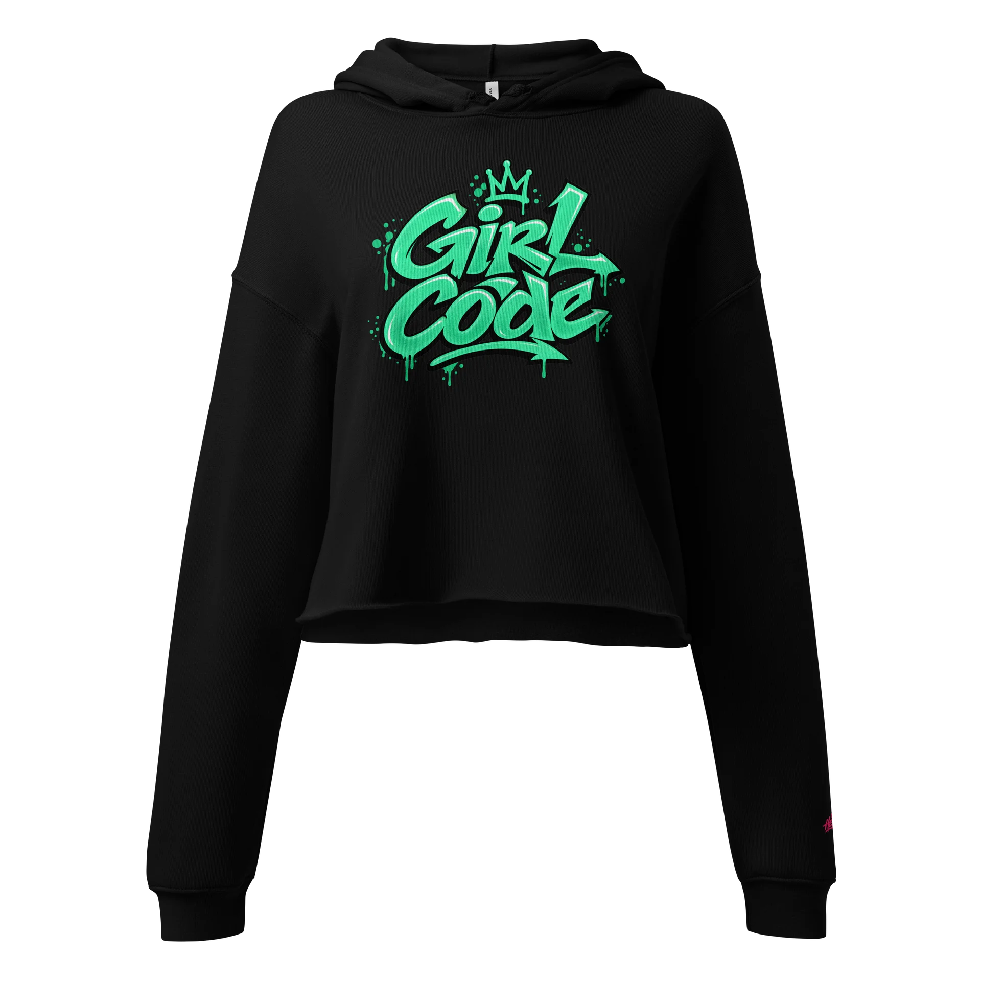 HERitage Girl Code Crop Hoodie In Green product image (2)