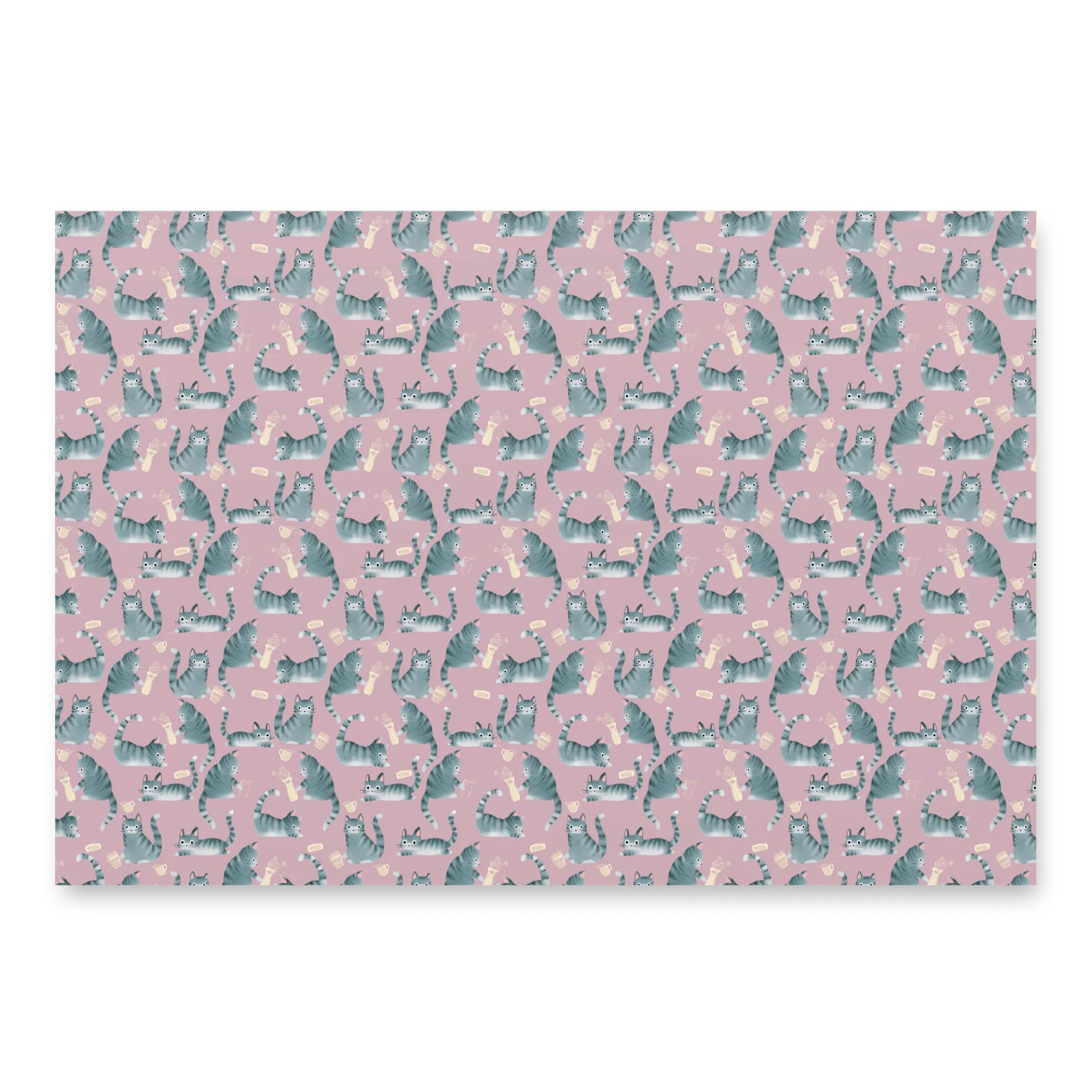 Bad Grey Tabby Cats Knocking Stuff Over Wrapping Paper, 3 Pack product image (2)