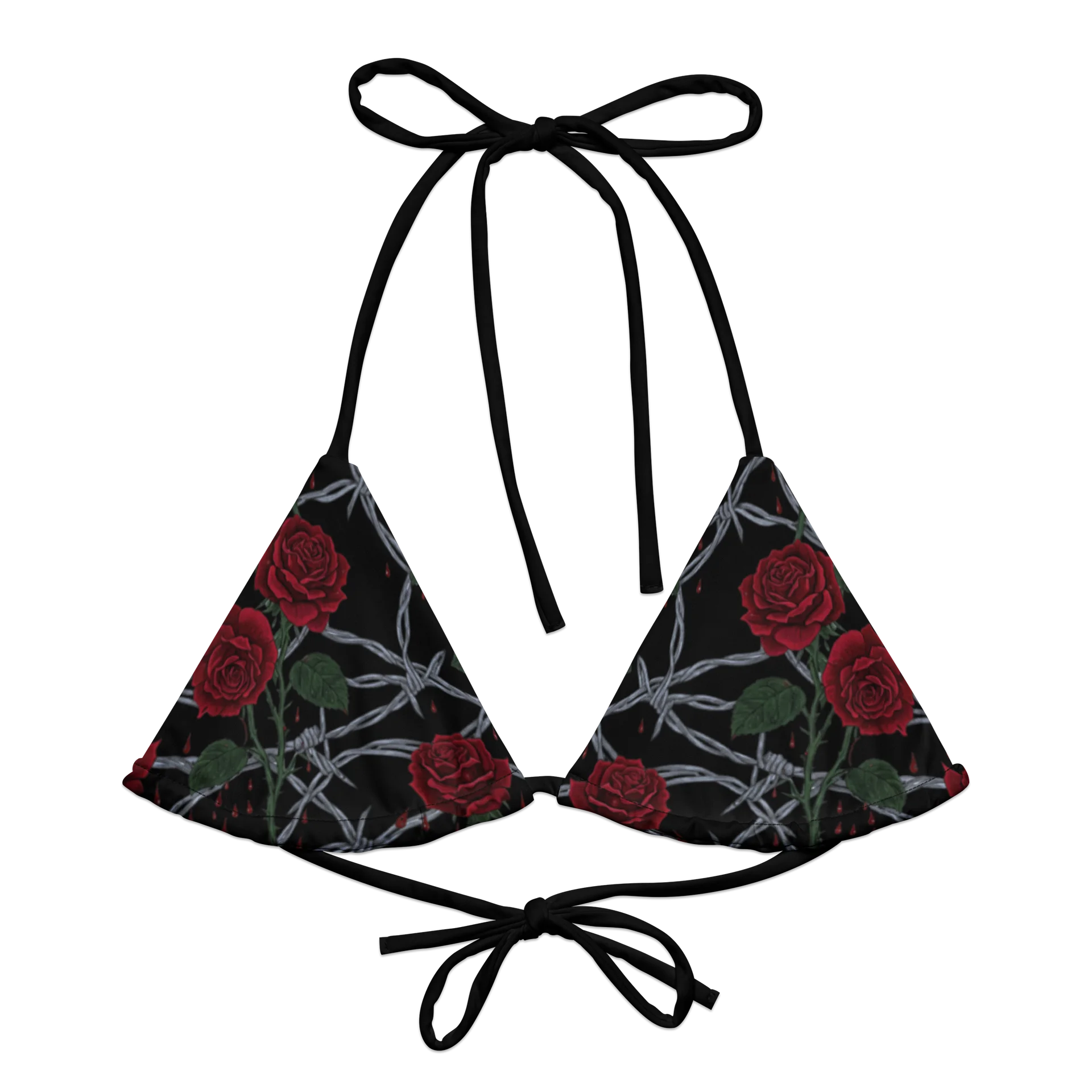 Colored Barbed Wire & Roses String Bikini Top product image (1)