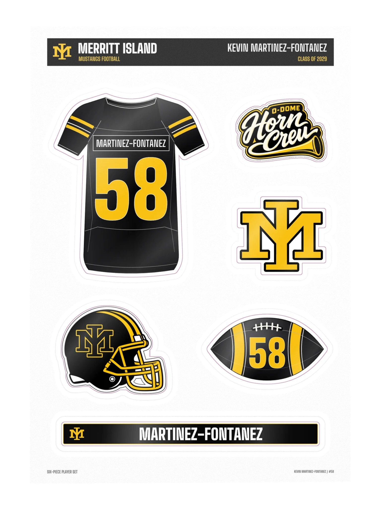 Kevin Martinez-Fontanez #58 — Mustangs Sticker Sheet product image (3)