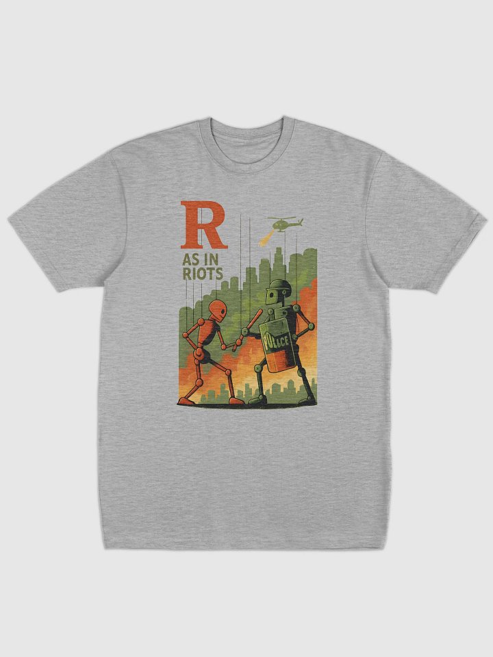 R as in riots mens premium heavyweight t-shirt by dark alphabet product image (1)
