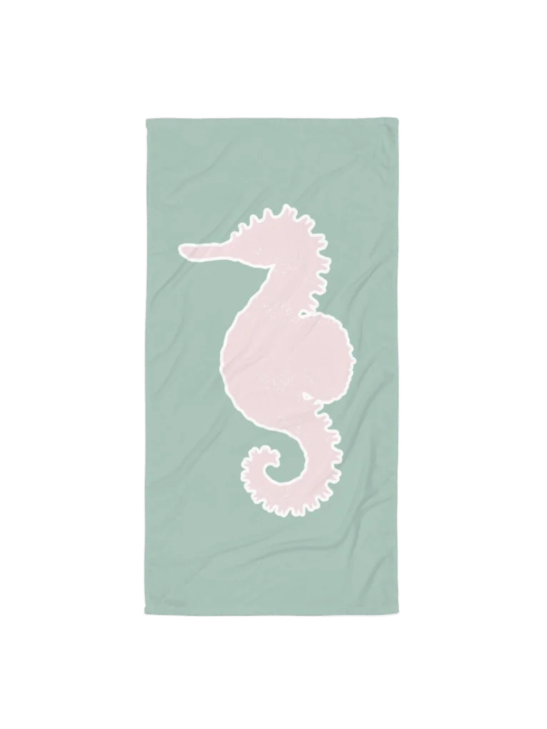 GREEN PINK SEAHORSE TOWEL - Seepferdchen Handtuch product image (3)