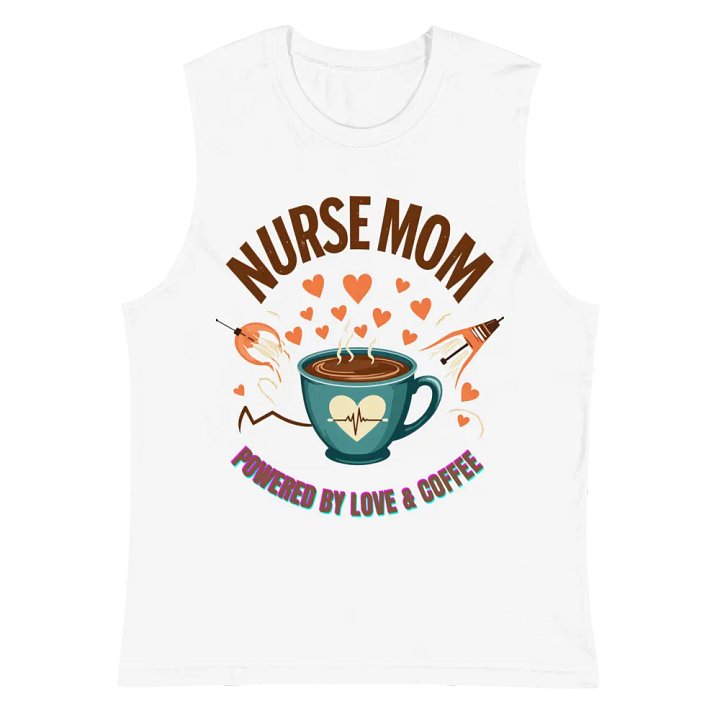 Heartbeat Nurse Mom, powered by coffee Muscle Tank product image (2)