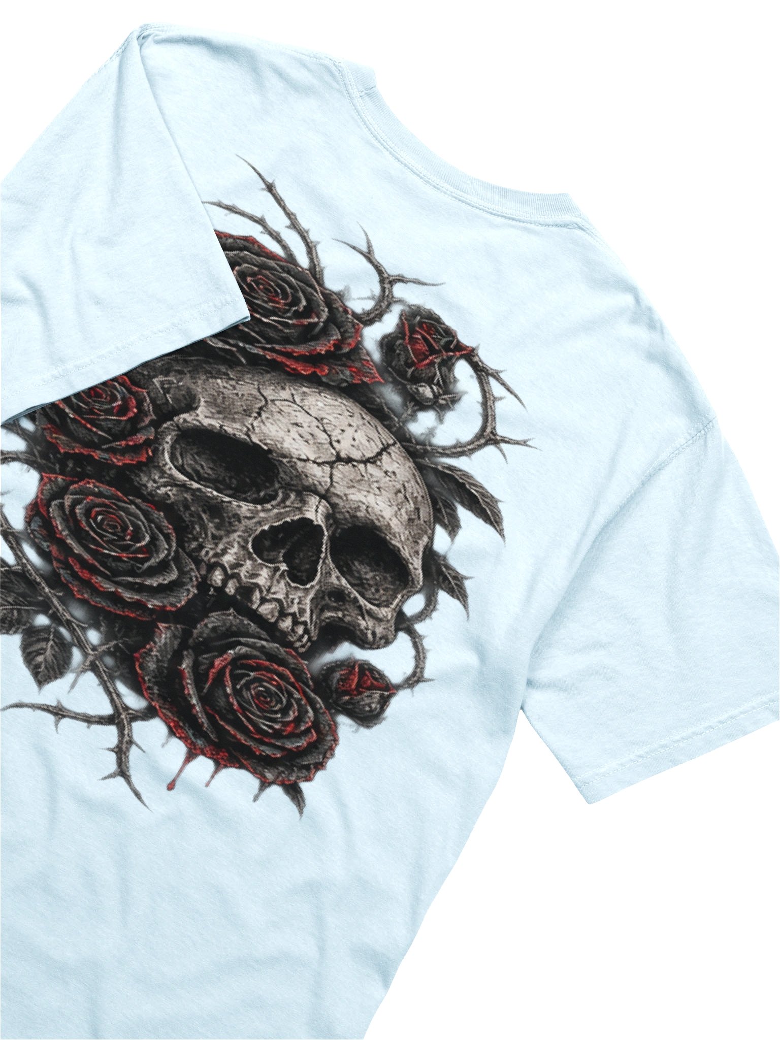 GOTHIC SKULL & BLOODY ROSES DOUBLE-SIDED GRAPHIC T-SHIRT | DARK ROMANCE TEE product image (10)