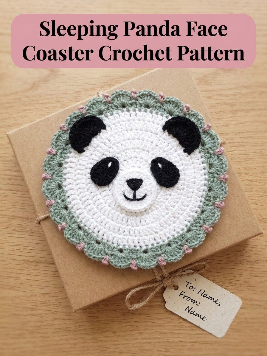Panda Face Crochet Coaster Pattern product image (2)